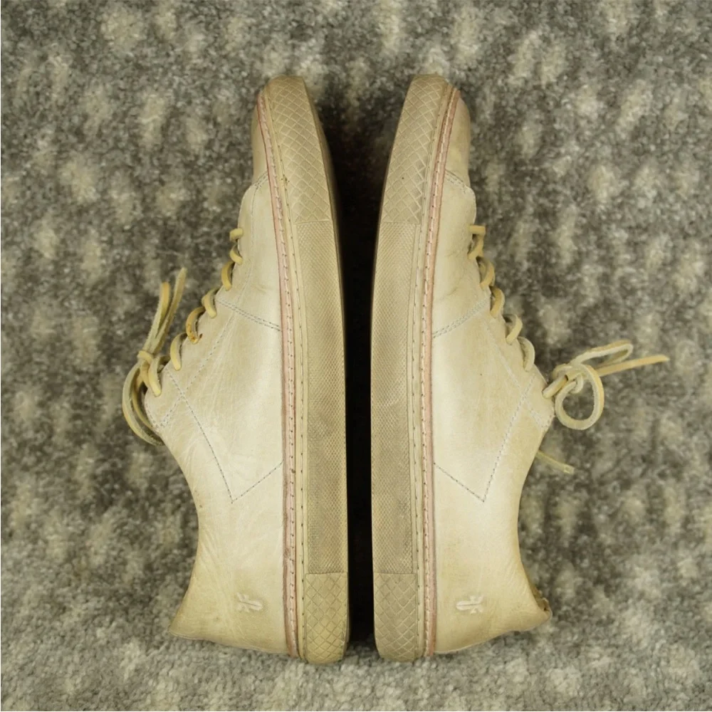 Frye Walker Sneakers Mens Size 9 Cream Ivory Low Top Leather Shoes Leather Lace